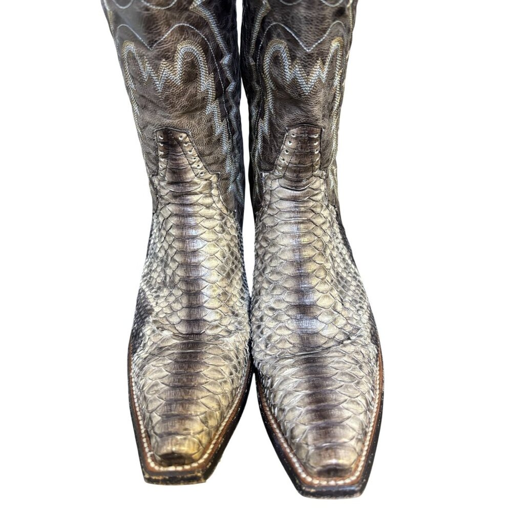 Rod Patrick Brown Python Western Boots Size 10 - image 8